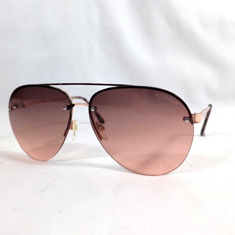 Tommy Hilfiger Pink Sunglasses; Aviator Rose Gold Rimless DL610
